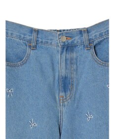 Green Parks ・Ｄｏｕｂｌｅ　Ｆｌａｇｓ　リボン刺繍ストレートデニム