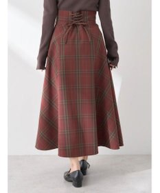 earth music&ecology バックレースアップチェックスカート