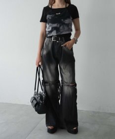 WEGO スリットダメージルーズデニム