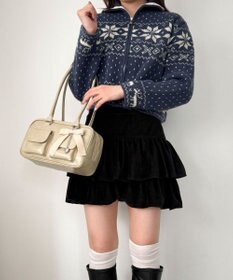 WEGO チャーム付きスクエアボストンバッグ