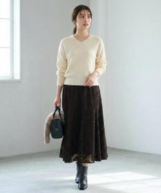 ANY SIS S 【2SET】フェザー ニット × フロッキー スカート