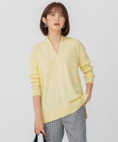 23区 S 【10色展開】ウーステッドウール 重ね襟Vネック ニット