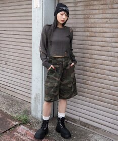 WEGO モヘアタッチダメージショートニット