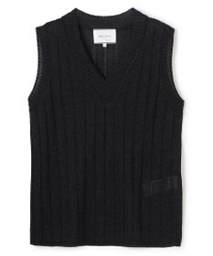 BEIGE， OPTICAL /  ペーパーヤーン Vネックリブニット