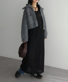 Green Parks フロントジップビックカラーニットブルゾン