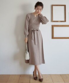 Tiaclasse 【洗える】パフ袖ニットワンピース