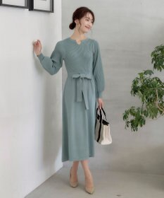 Tiaclasse 【洗える】パフ袖ニットワンピース