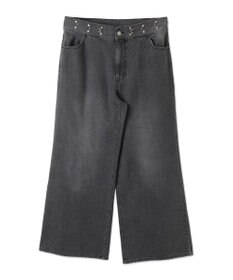 WEGO 【ウエスト調整付き】ウエストフックデニムワイドパンツ