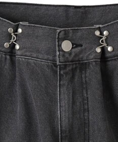 WEGO 【ウエスト調整付き】ウエストフックデニムワイドパンツ