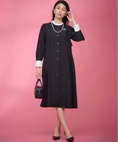 組曲 L 【KUMIKYOKU NAVY】ウーステッドライククロス シャツワンピース