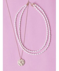 AMERICAN HOLIC ナツメパール２連＆メタルコイン３ＷＡＹネックレス