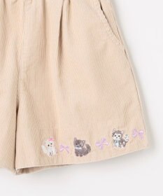 ANY KIDS ネコ刺繍 コーデュロイ ショートパンツ