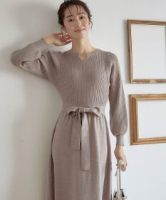 Tiaclasse 【洗える】パフ袖ニットワンピース