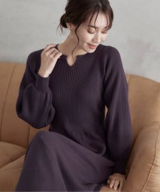 Tiaclasse 【洗える】パフ袖ニットワンピース