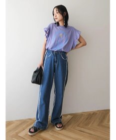 Green Parks ・ＤｏｕｂｌｅＦｌａｇｓ　フリルショルダープリントＴＥＥ