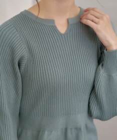 Tiaclasse 【洗える】パフ袖ニットワンピース