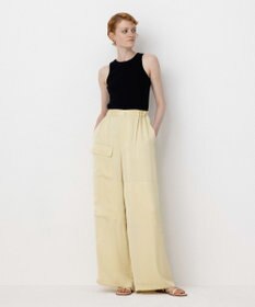 NAVE 【Nave・洗える/ウエストゴム】ヴィンテージサテン ワイドパンツ