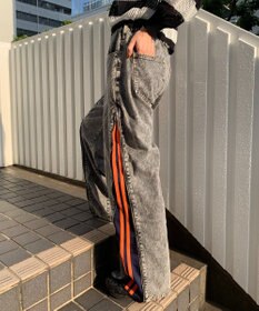 WEGO 【ユニセックス着用ITEM】ジャージドッキングZIPデニムパンツ