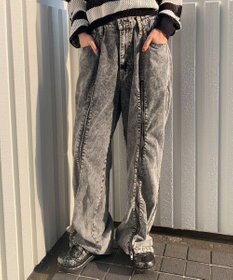 WEGO 【ユニセックス着用ITEM】ジャージドッキングZIPデニムパンツ