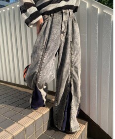 WEGO 【ユニセックス着用ITEM】ジャージドッキングZIPデニムパンツ