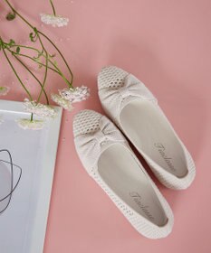 Tiaclasse 【小倉優子さん着用】リボンニットフラットパンプス