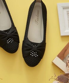 Tiaclasse 【小倉優子さん着用】リボンニットフラットパンプス