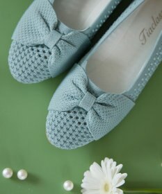 Tiaclasse 【小倉優子さん着用】リボンニットフラットパンプス