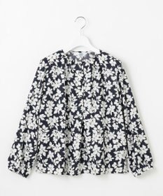 J.PRESS LADIES 【洗える】スパンフラワープリント  ボートネック ブラウス