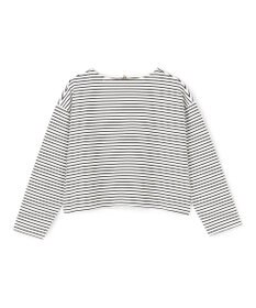 UNFILO ドライタッチリブ バックZIP ボーダートップス オフ×ブラック