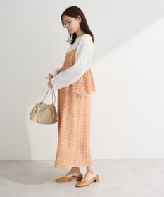 Green Parks ペプラムチェックキャミワンピース