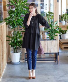 Tiaclasse L 【洗える】ティアードチュニックブラウス