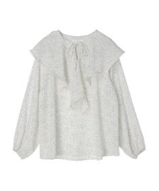 Green Parks 柄アソートラッフル衿ブラウス