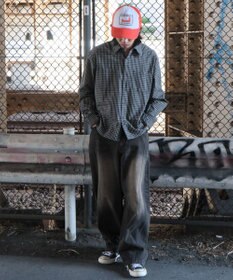 WEGO 【SMLサイズ展開】イージー3Dバレルレッグデニムパンツ