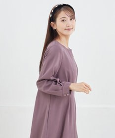 Tiaclasse L 【洗える】ビジュー付きフロント切替タックワンピース