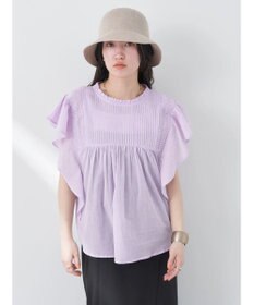 earth music&ecology コットンボイルフリルブラウス