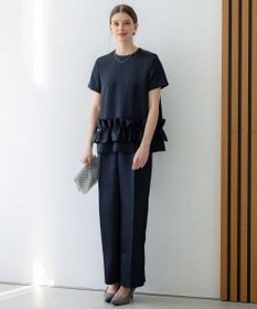 23区 【APPLAUDIR】クリアダブルサテン ワイドシルエットパンツ