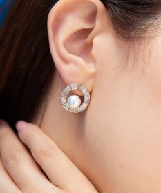 Tiaclasse 【金属アレルギー対応】パール＋ウェーブサークルピアス