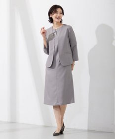 J.PRESS LADIES 【セットアップ対応・洗える・UVケア・速乾】 OXIJEWELストレッチ ノーカラー ジャケット