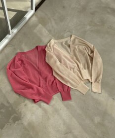 Feroux 【洗える】Vネックシアー カーデ