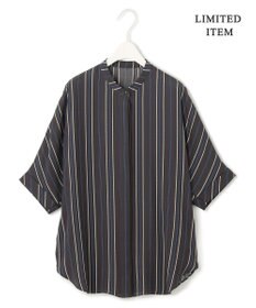 ICB L 【人気のため新色追加・接触冷感・UVケア・速乾・洗える】BackSatinAmunzen 5分袖バンドカラーブラウス