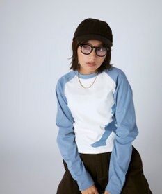 OP／FILA 【Kappa】ショート丈 シルエットロゴ ラグランロンT