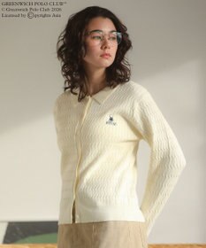 Green Parks GREENWICH POLO CLUB(TM)ケーブル襟付ニットカーディガン