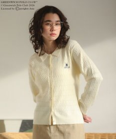 Green Parks GREENWICH POLO CLUB(TM)ケーブル襟付ニットカーディガン