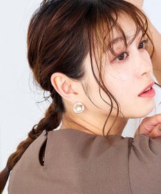 Tiaclasse 【金属アレルギー対応】パール＋ウェーブサークルピアス