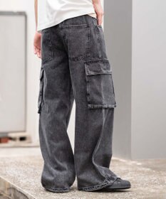 WEGO ローライズバギーフレアデニムカーゴパンツ