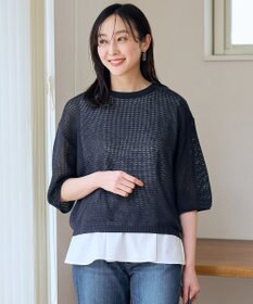 ANY 【洗濯機可/アンチピリング】アイレットメッシュニット