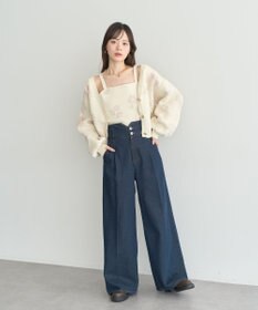 earth music&ecology SET2点フラワージャガードカーデ+ビスチェ