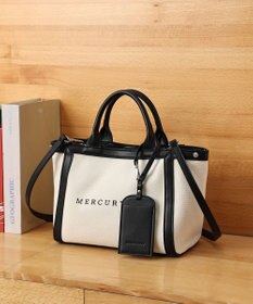 style code 【MERCURYDUO/マーキュリーデュオ】カードケース付 軽量キャンバスロゴ 2WAYトートバッグ