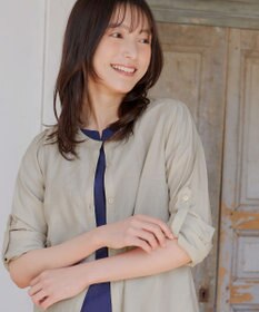 Tiaclasse L 【洗える】ノーカラーシアーシャツ