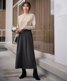 ANY 【洗濯機可/ウエストゴム】ライトツイードワイドパンツ